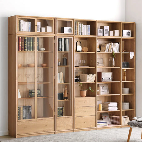 Modish Closed Vertical Wooden Large Storage Bookcase Image - 1