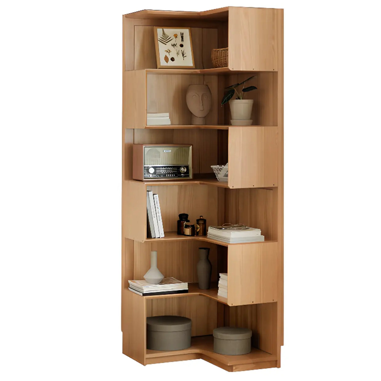 Modish Closed Vertical Wooden Large Storage Bookcase Image - 11