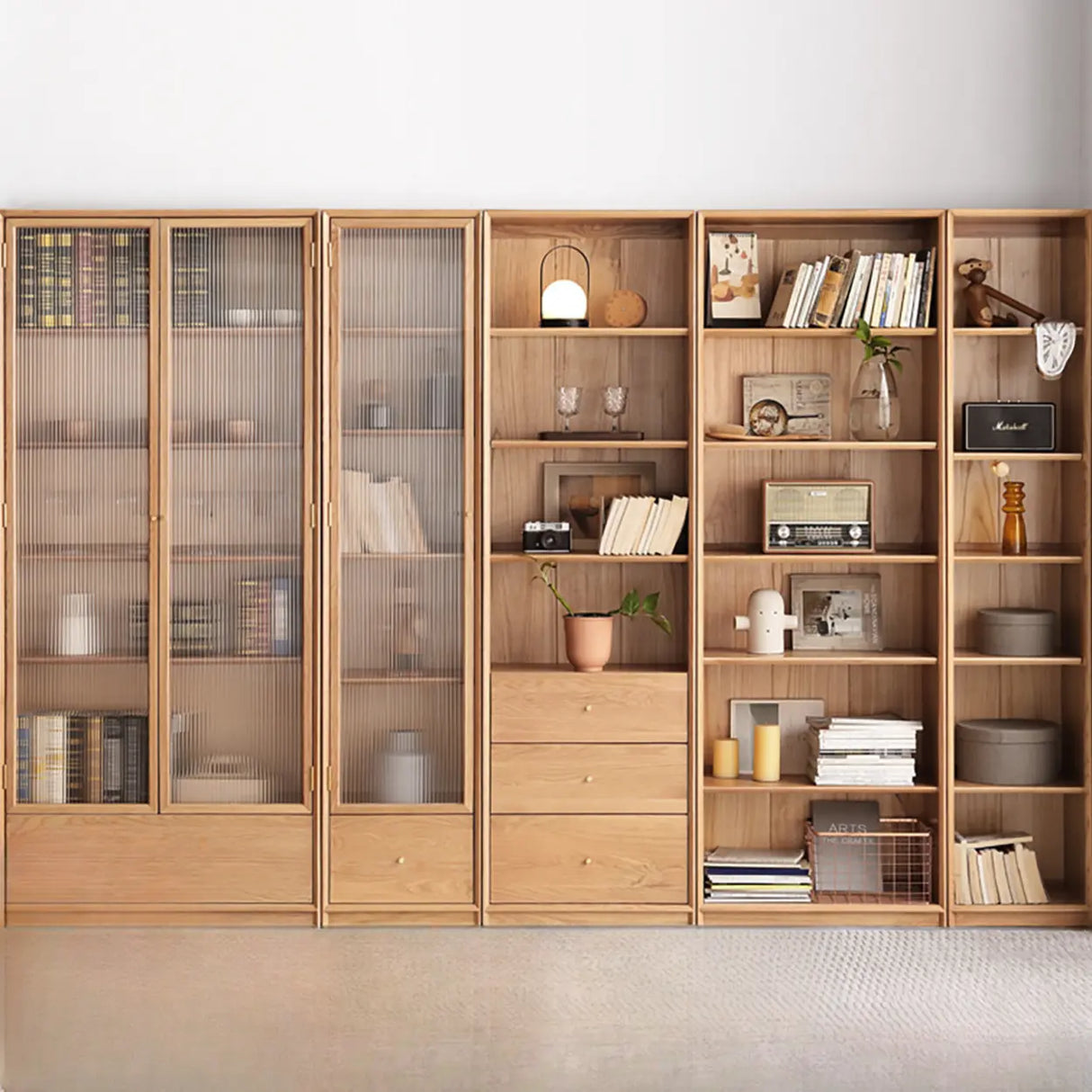 Modish Closed Vertical Wooden Large Storage Bookcase Image - 3