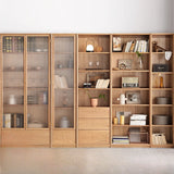 Modish Closed Vertical Wooden Large Storage Bookcase Image - 3