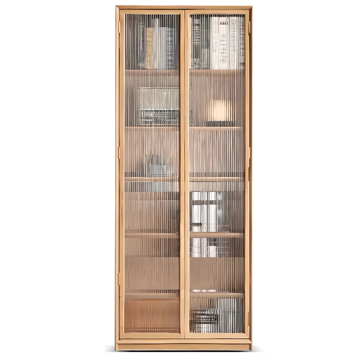 Modish Closed Vertical Wooden Large Storage Bookcase Image - 4