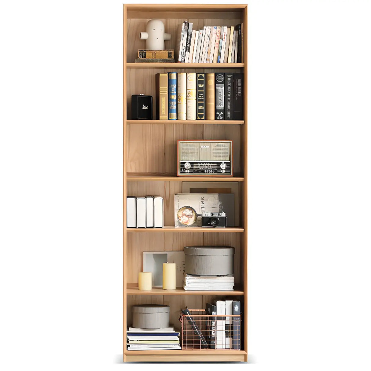 Modish Closed Vertical Wooden Large Storage Bookcase Image - 5