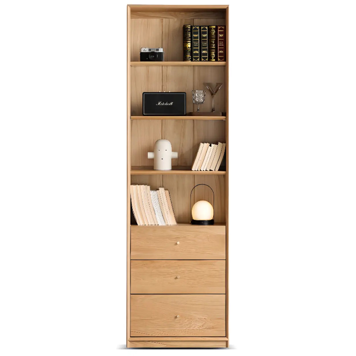 Modish Closed Vertical Wooden Large Storage Bookcase Image - 8