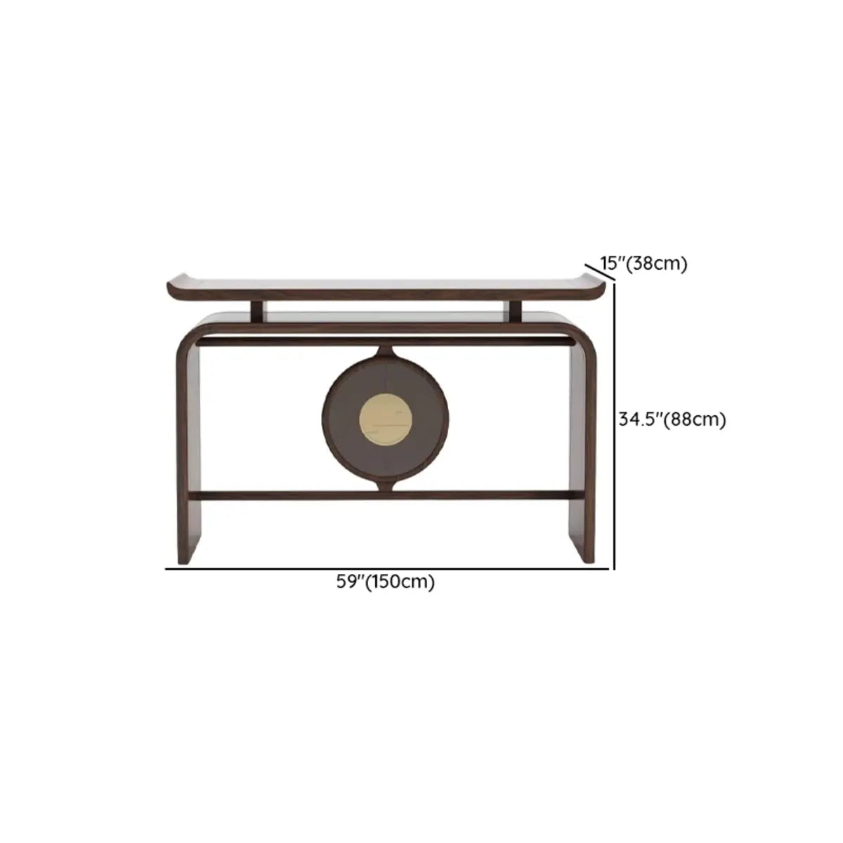 Modish Entryway Sled Walnut Round Accent Console Table Image - 10