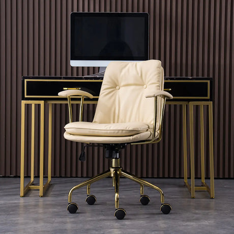 Modish Ergonomic Faux Leather Swivel Casters Office Chair Image - 2
