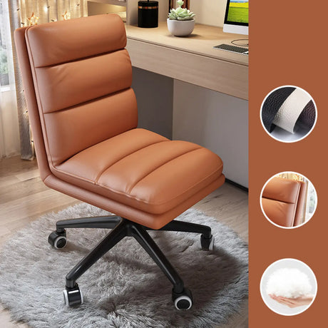 Modish Ergonomic Leather Gray Office Chair with Casters Image - 2
