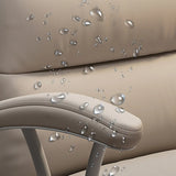 Modish Ergonomic Leather Gray Office Chair with Casters Image - 8