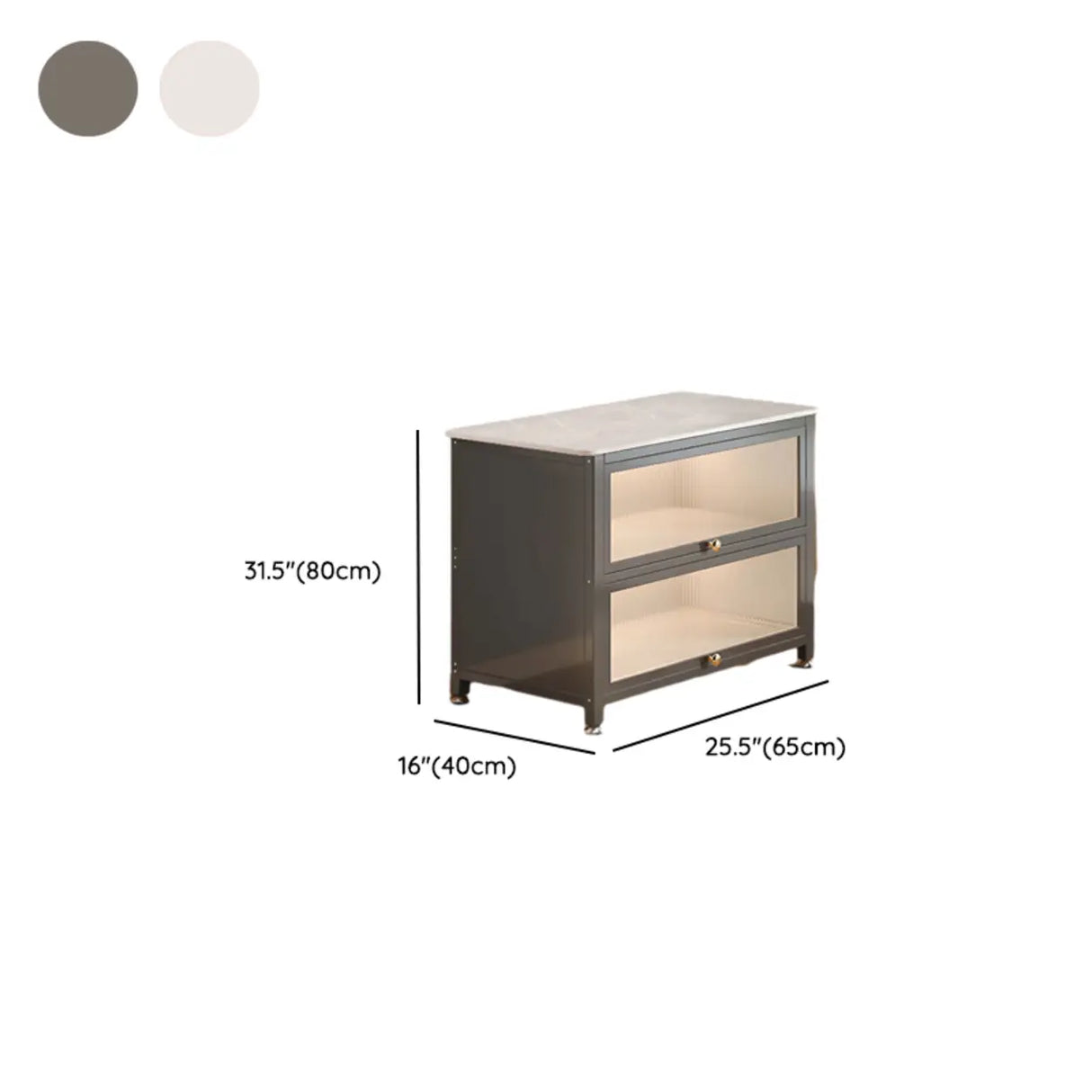 Modish French Glass Door Closed Metal Small Bookcase 