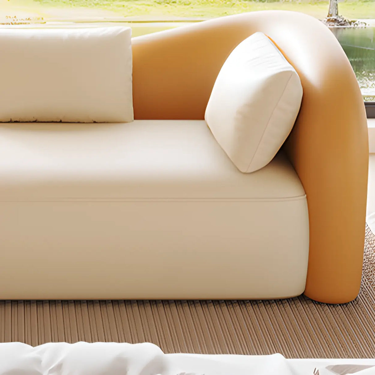 Modish Genuine Leather Upholstered Right-Arm Chaise Image - 11