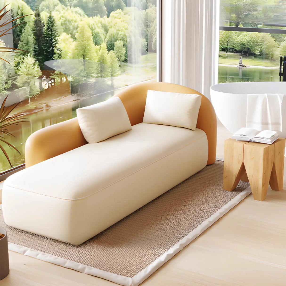 Modish Genuine Leather Upholstered Right-Arm Chaise Image - 16