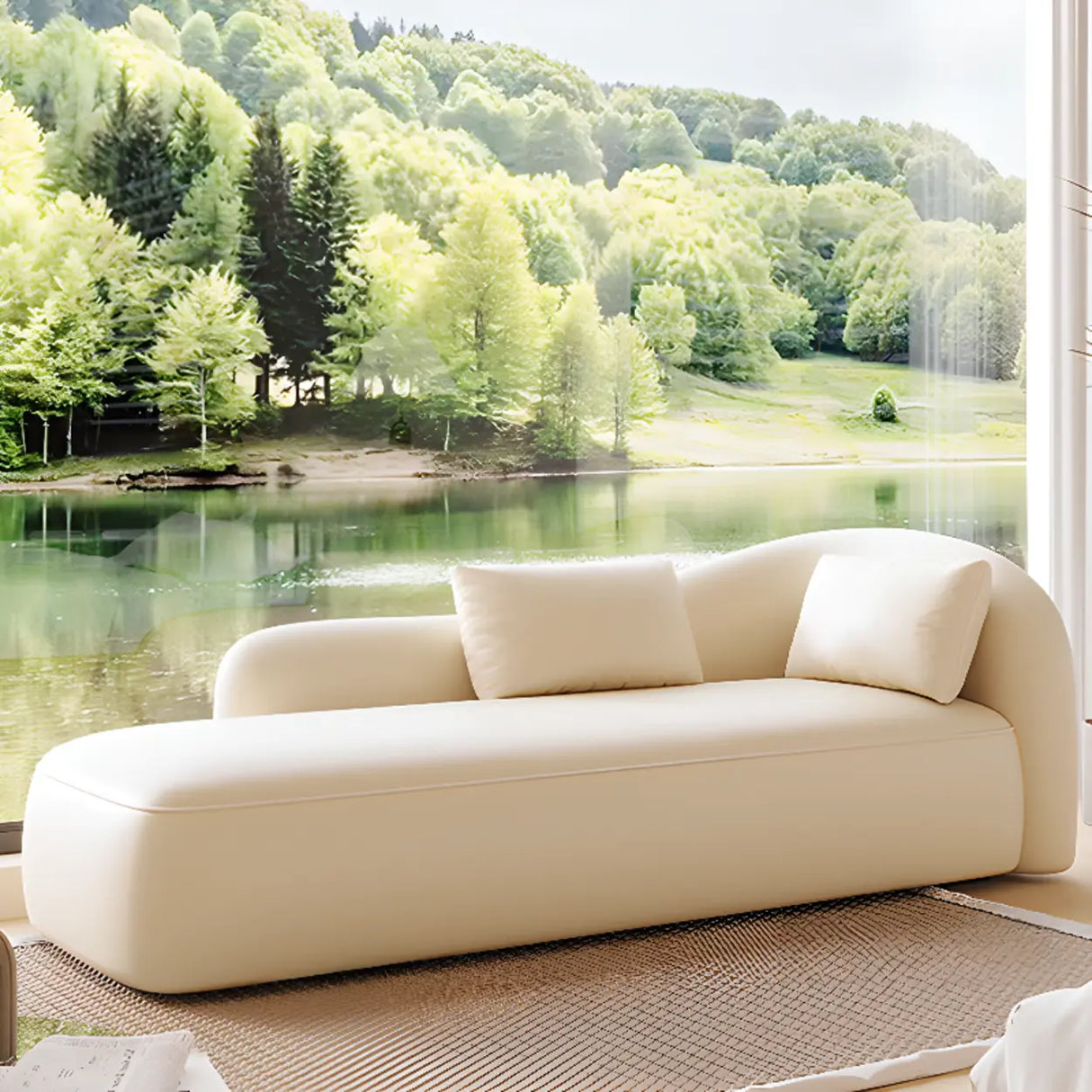 Modish Genuine Leather Upholstered Right-Arm Chaise Image - 5