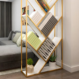 Modish Geometric Alloy Etagere Display Bookcase Black Image - 10