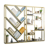 Modish Geometric Alloy Etagere Display Bookcase Black Image - 11
