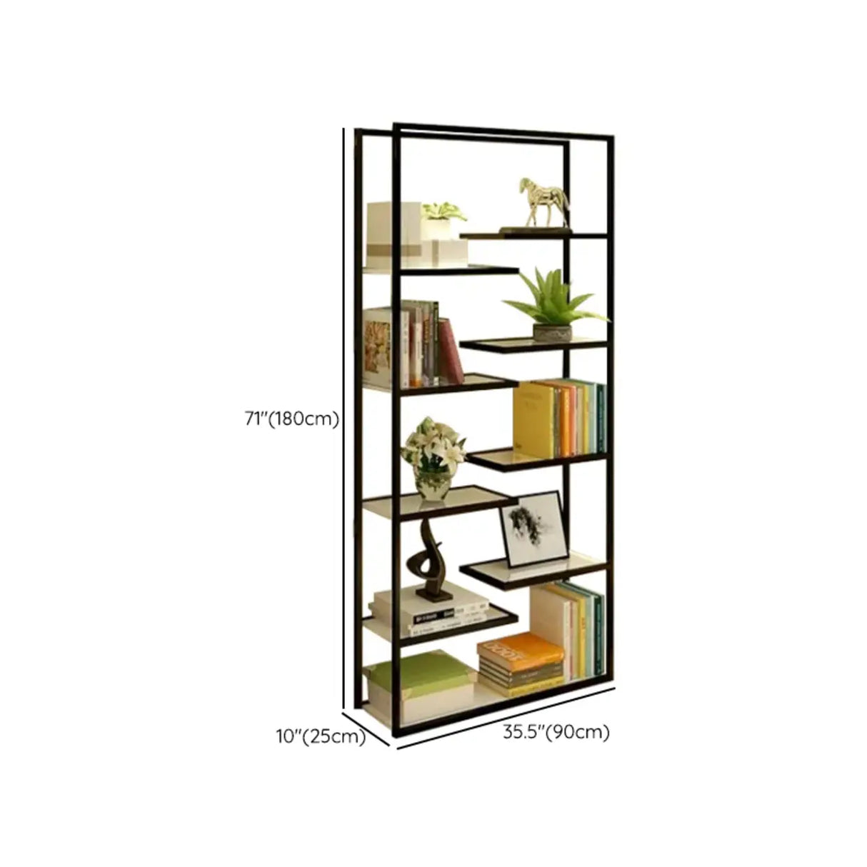 Modish Geometric Alloy Etagere Display Bookcase Black 