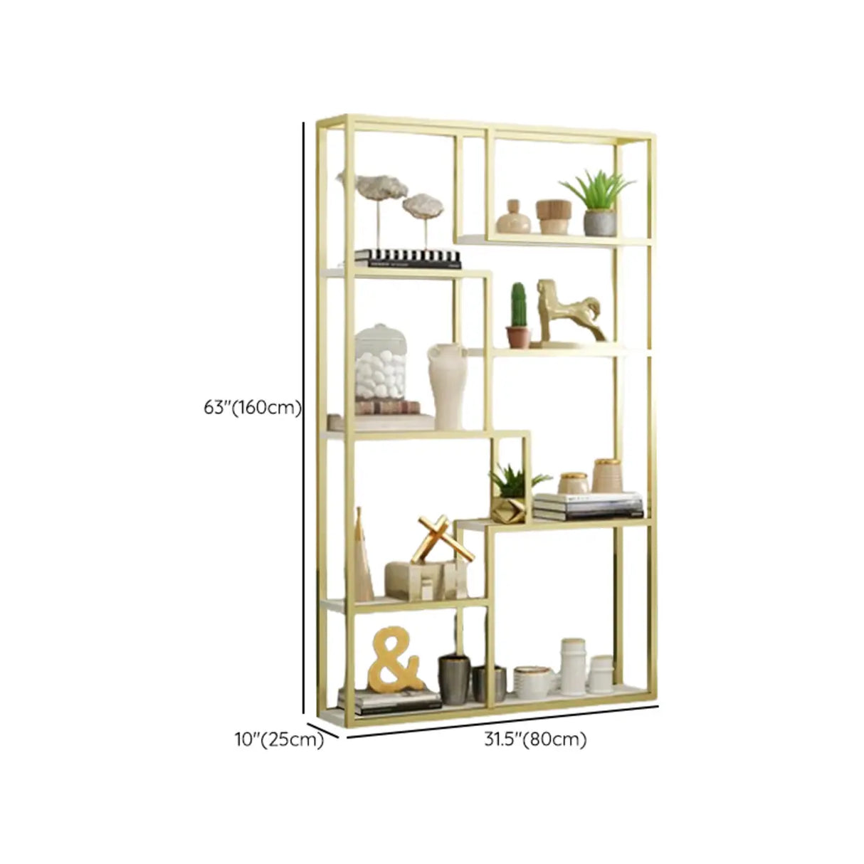 Modish Geometric Alloy Etagere Display Bookcase Black Image - 17