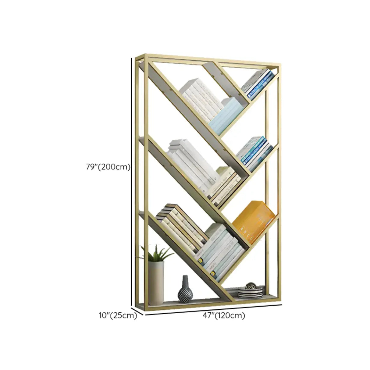Modish Geometric Alloy Etagere Display Bookcase Black Image - 20