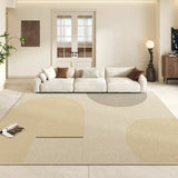 Modish Geometric Flannel Ivory Anti-Slip Area Rug Image - 2