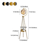 Modish Globe Black Metal Floor Lamp with Shelf #size