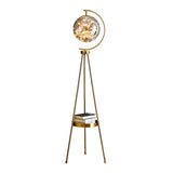 Modish Globe Black Metal Floor Lamp with Shelf Image - 5