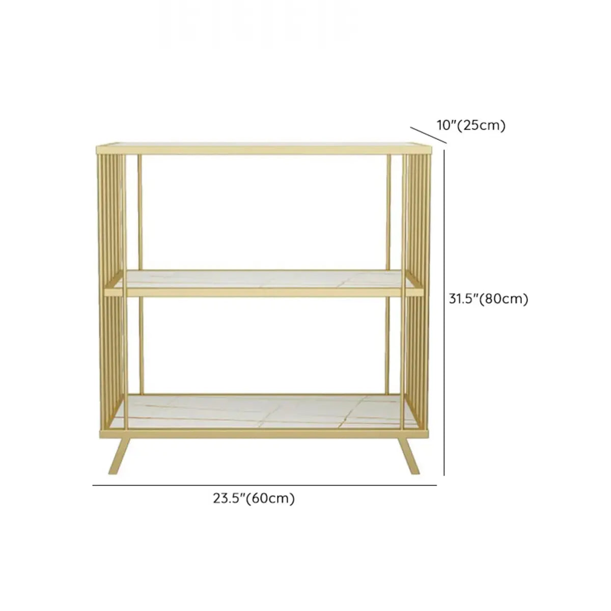 Modish Gold Metal Frame Vertical Open Display Bookcase Image - 14