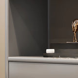 Modish Gray Vertical Wood Drawers Storage Bookcase Image - 11