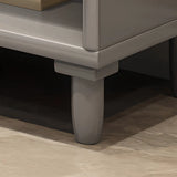Modish Gray Vertical Wood Drawers Storage Bookcase Image - 14