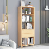 Modish Gray Vertical Wood Drawers Storage Bookcase Image - 7