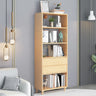 Modish Gray Vertical Wood Drawers Storage Bookcase Image - 7