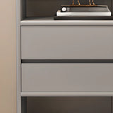 Modish Gray Vertical Wood Drawers Storage Bookcase Image - 8