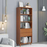 Modish Gray Vertical Wood Drawers Storage Bookcase Image - 9