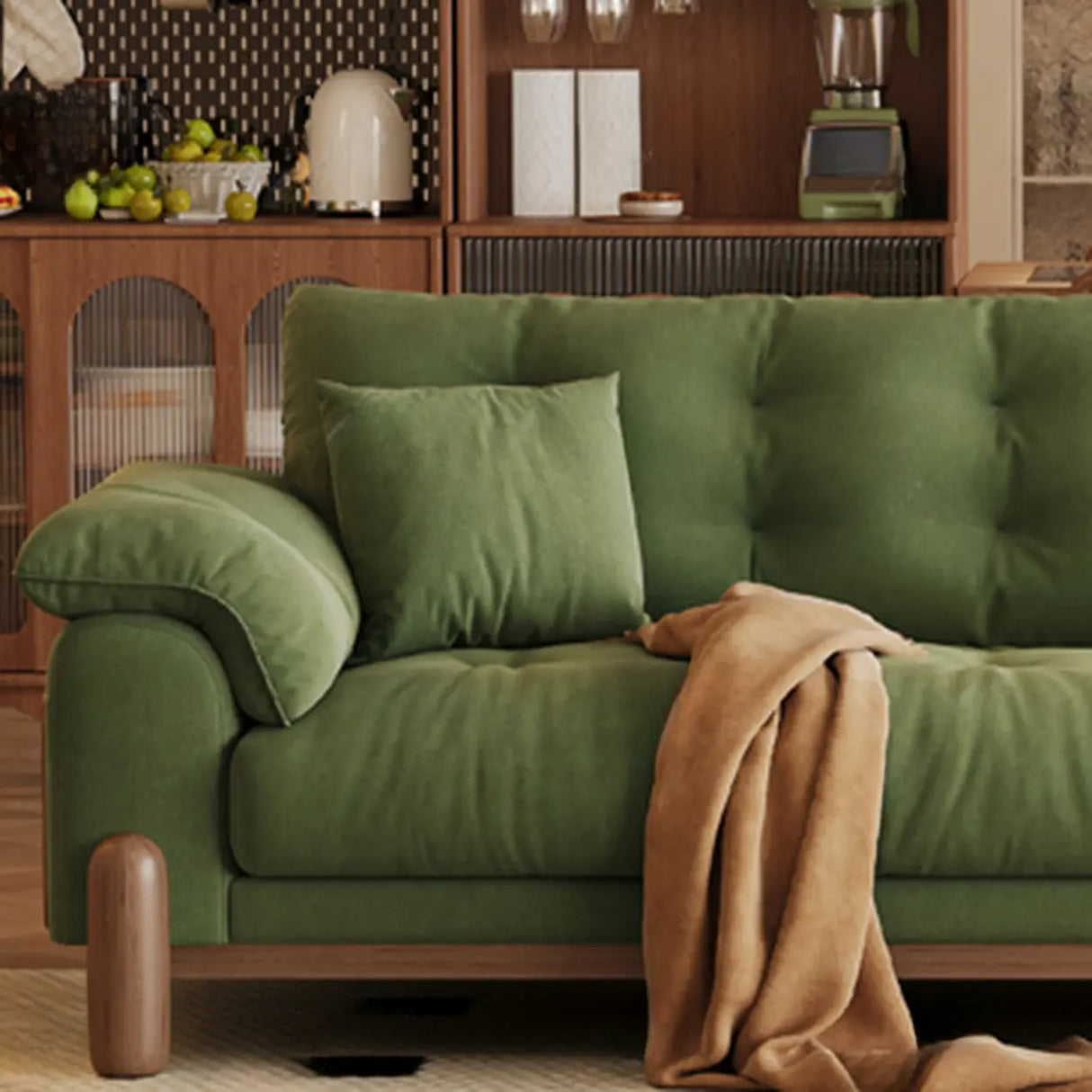 Modish Green Medium Comfort Straight Stationary Fabric Sofa Image - 10