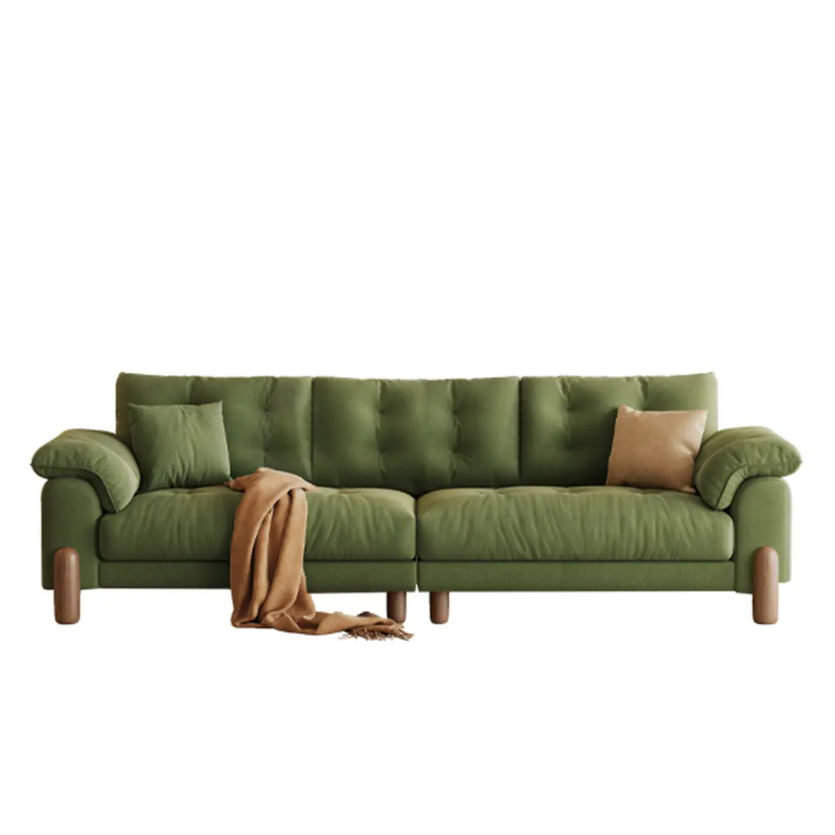 Modish Green Medium Comfort Straight Stationary Fabric Sofa Image - 6