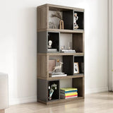 Modish Grey Cocoa Wood Open Rectangular Tall Bookcase Image - 15