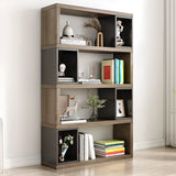Modish Grey Cocoa Wood Open Rectangular Tall Bookcase Image - 18