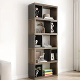 Modish Grey Cocoa Wood Open Rectangular Tall Bookcase Image - 19