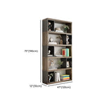 Modish Grey Cocoa Wood Open Rectangular Tall Bookcase Image - 25