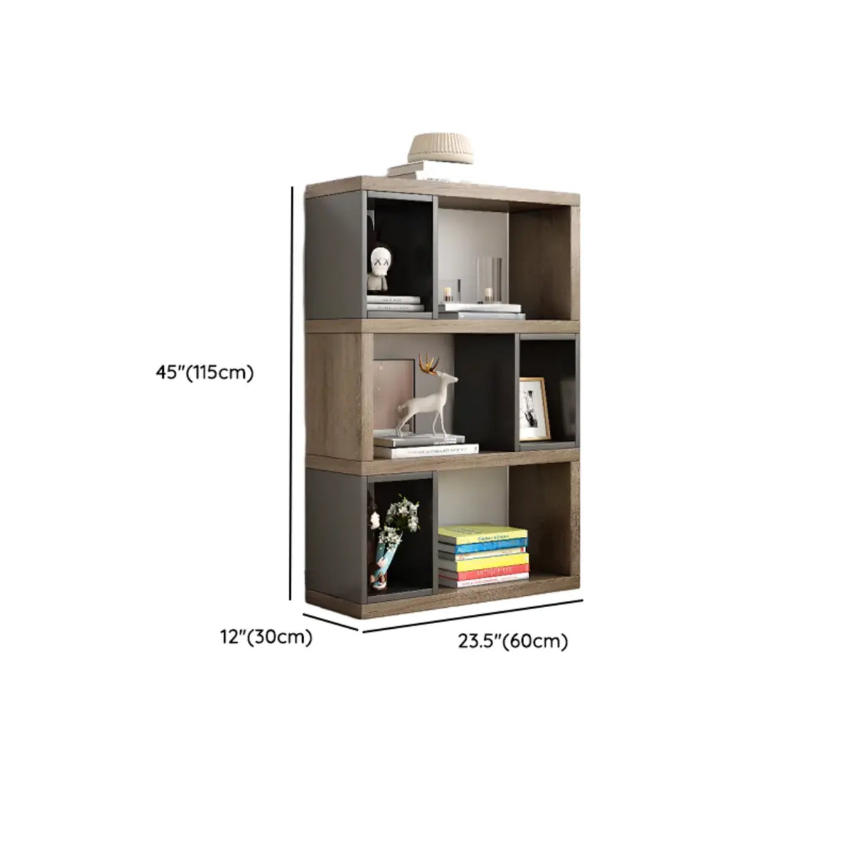 Modish Grey Cocoa Wood Open Rectangular Tall Bookcase Image - 37