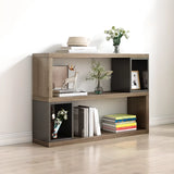 Modish Grey Cocoa Wood Open Rectangular Tall Bookcase Image - 6