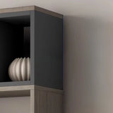 Modish Grey Cocoa Wood Open Rectangular Tall Bookcase Image - 7