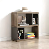 Modish Grey Cocoa Wood Open Rectangular Tall Bookcase Image - 8