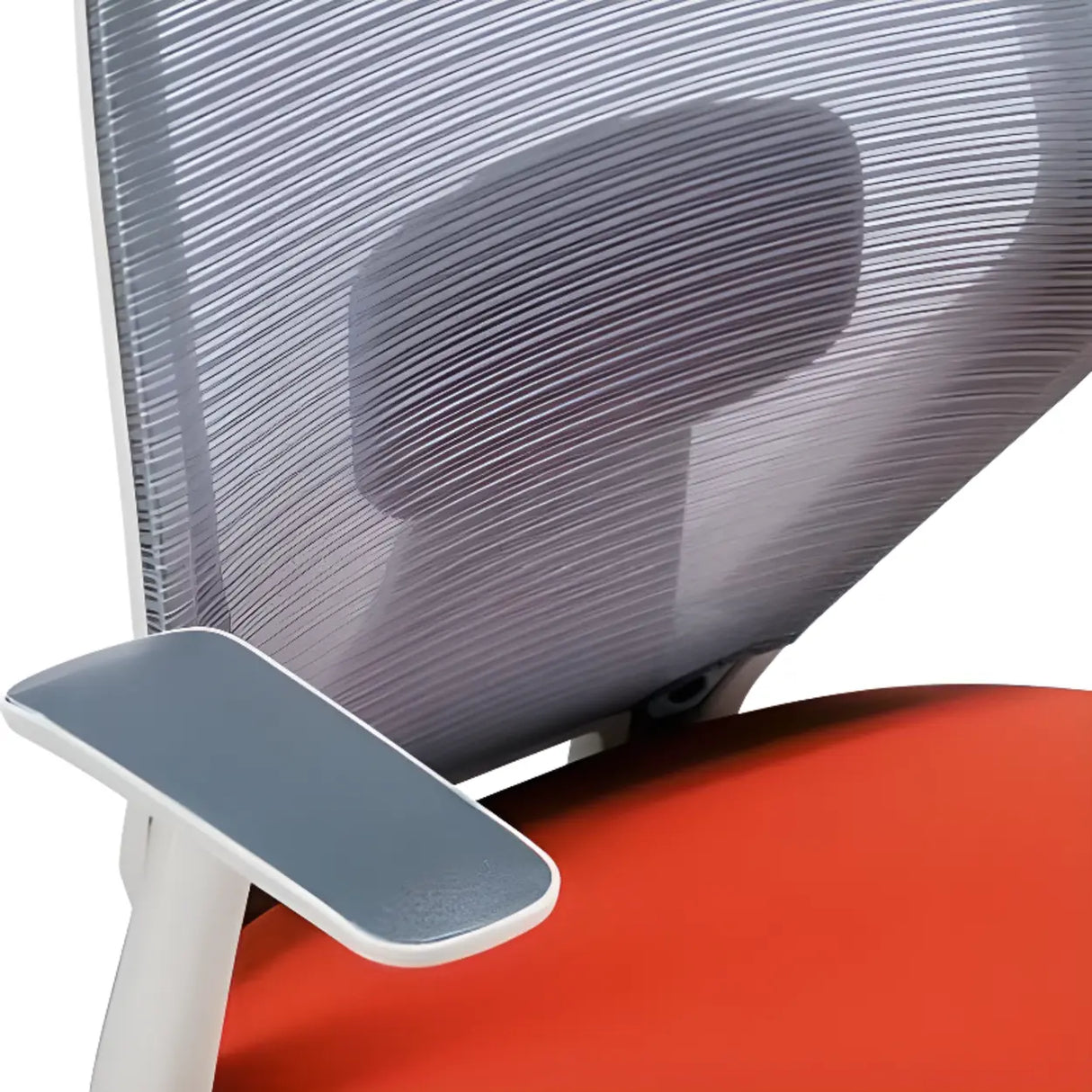 Modish Grey-Red Mesh Ergonomic Office Chair with Wheels Image - 11