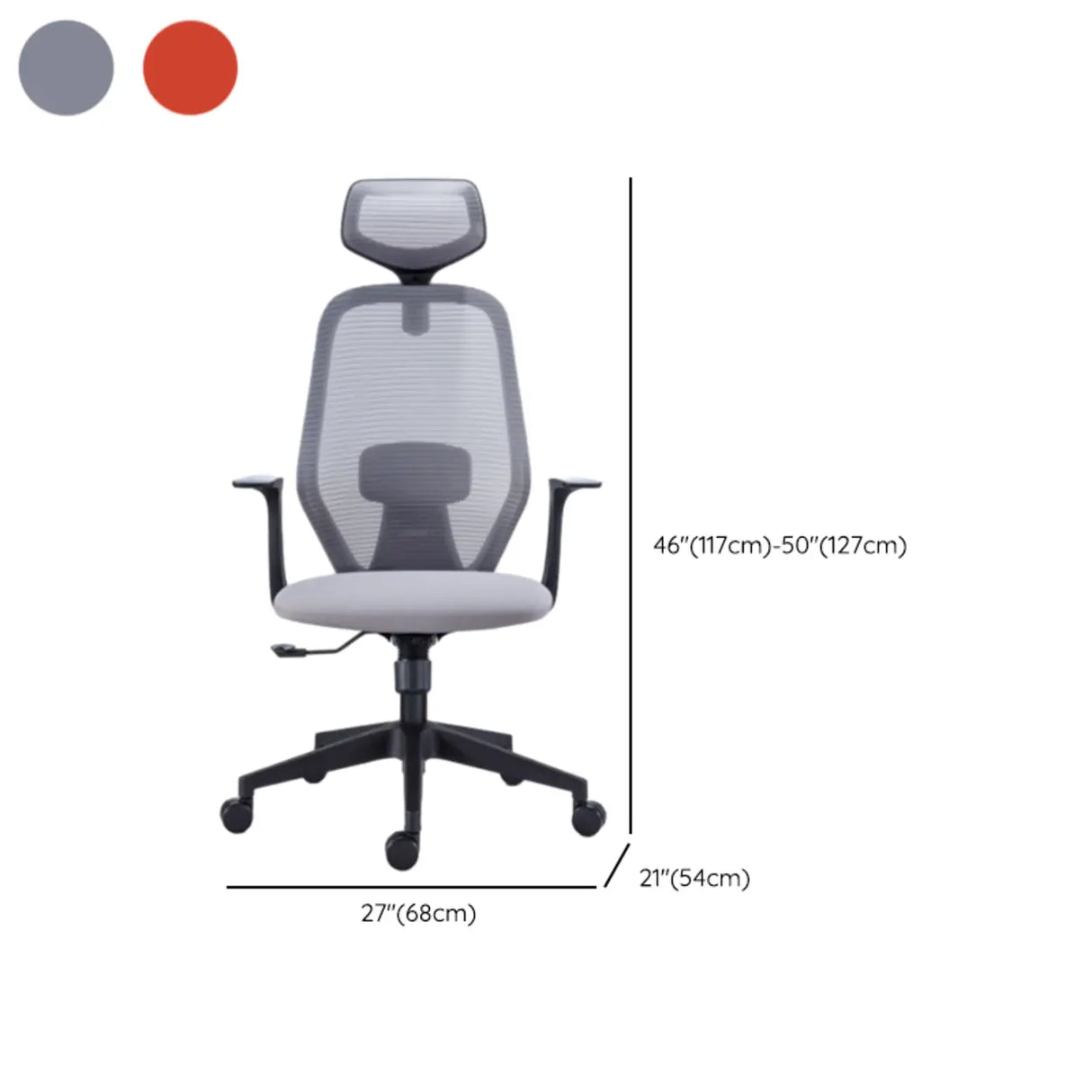 Modish Grey-Red Mesh Ergonomic Office Chair with Wheels 