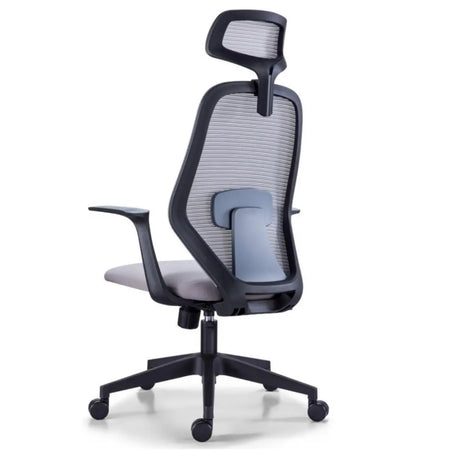 Modish Grey-Red Mesh Ergonomic Office Chair with Wheels Image - 2