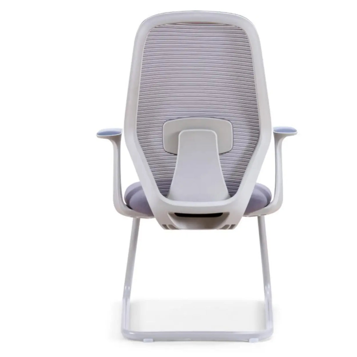 Modish Grey-Red Mesh Ergonomic Office Chair with Wheels Image - 3