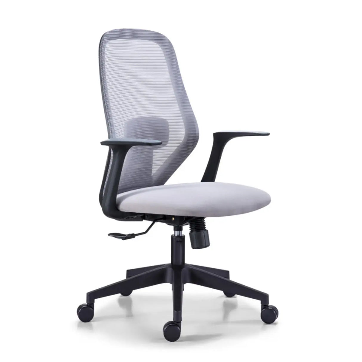 Modish Grey-Red Mesh Ergonomic Office Chair with Wheels Image - 5