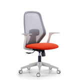 Modish Grey-Red Mesh Ergonomic Office Chair with Wheels Image - 6
