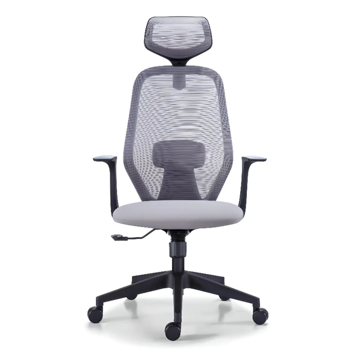 Modish Grey-Red Mesh Ergonomic Office Chair with Wheels Image - 7