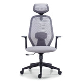Modish Grey-Red Mesh Ergonomic Office Chair with Wheels Image - 7