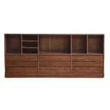 Modish Horizontal Brown Wood Short Storage Bookcase Image - 10