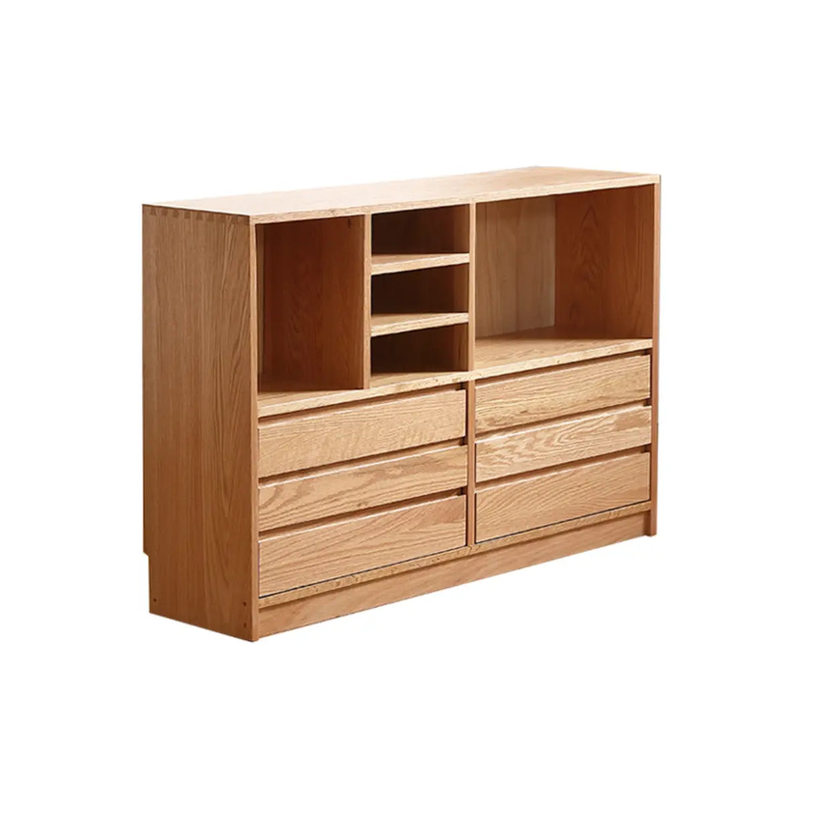 Modish Horizontal Brown Wood Short Storage Bookcase Image - 11